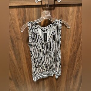 Patterned Sleeveless Top - Black and White